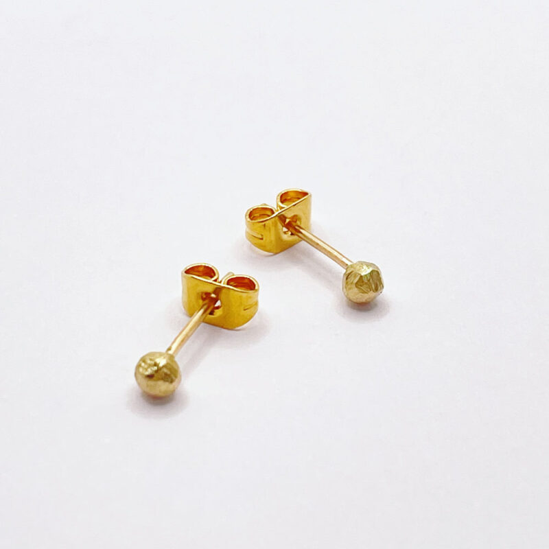 Mini orecchini, sfere sfaccettate in oro 9 kt